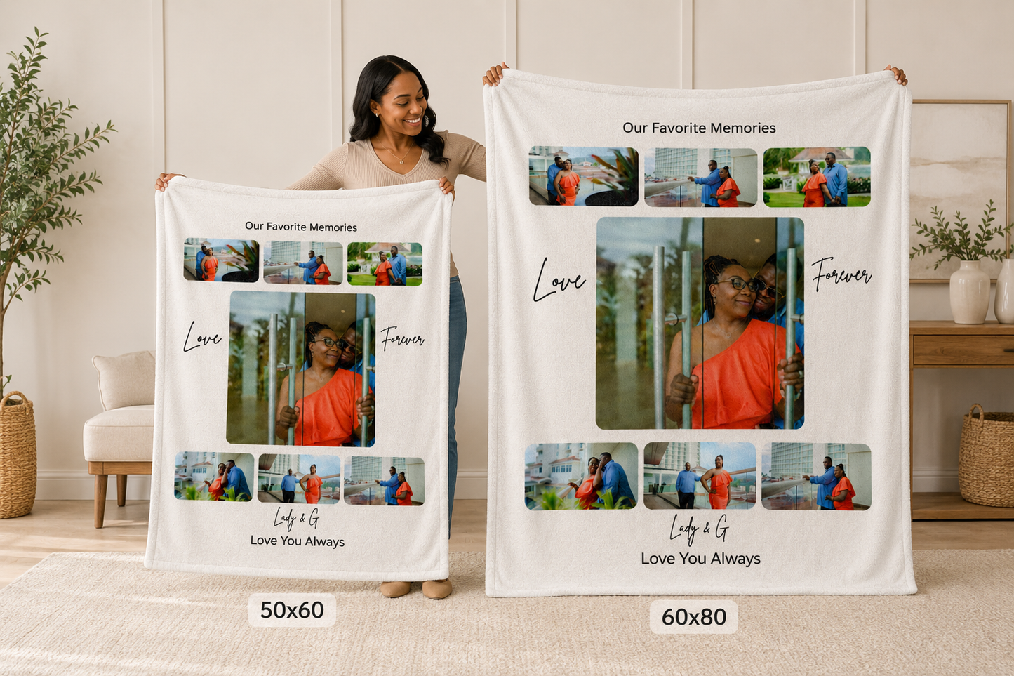 Custom Photo Collage Blanket – Personalized Memory Blanket with Photos & Names