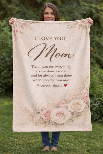 I Love You Mom Cozy Plush Fleece Blanket