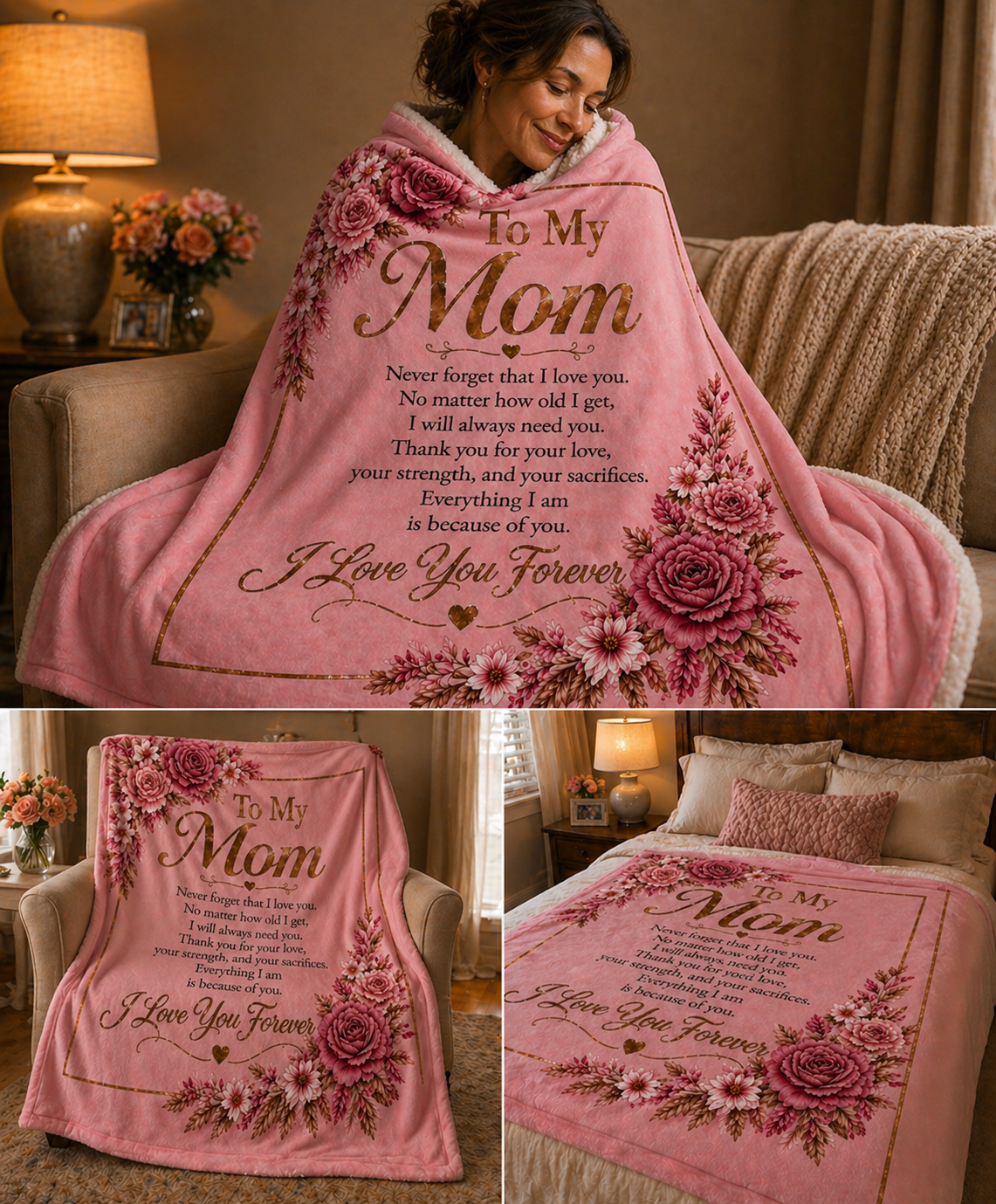 To My Mom Blanket – Heartfelt Gift for Mom | Cozy Sherpa Throw