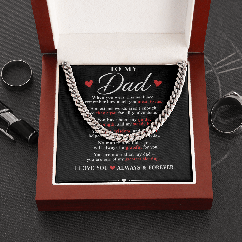To My Dad Cuban Link Chain Necklace | Meaningful Gift for Dad