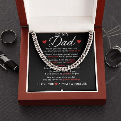 To My Dad Cuban Link Chain Necklace | Meaningful Gift for Dad