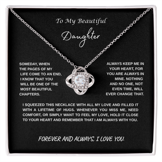 To My Beautiful Daughter Knot Necklace | Meaningful Gift for Daughter from Mom or Dad
