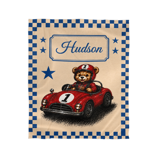 Personalized Racing Teddy Bear Blanket
