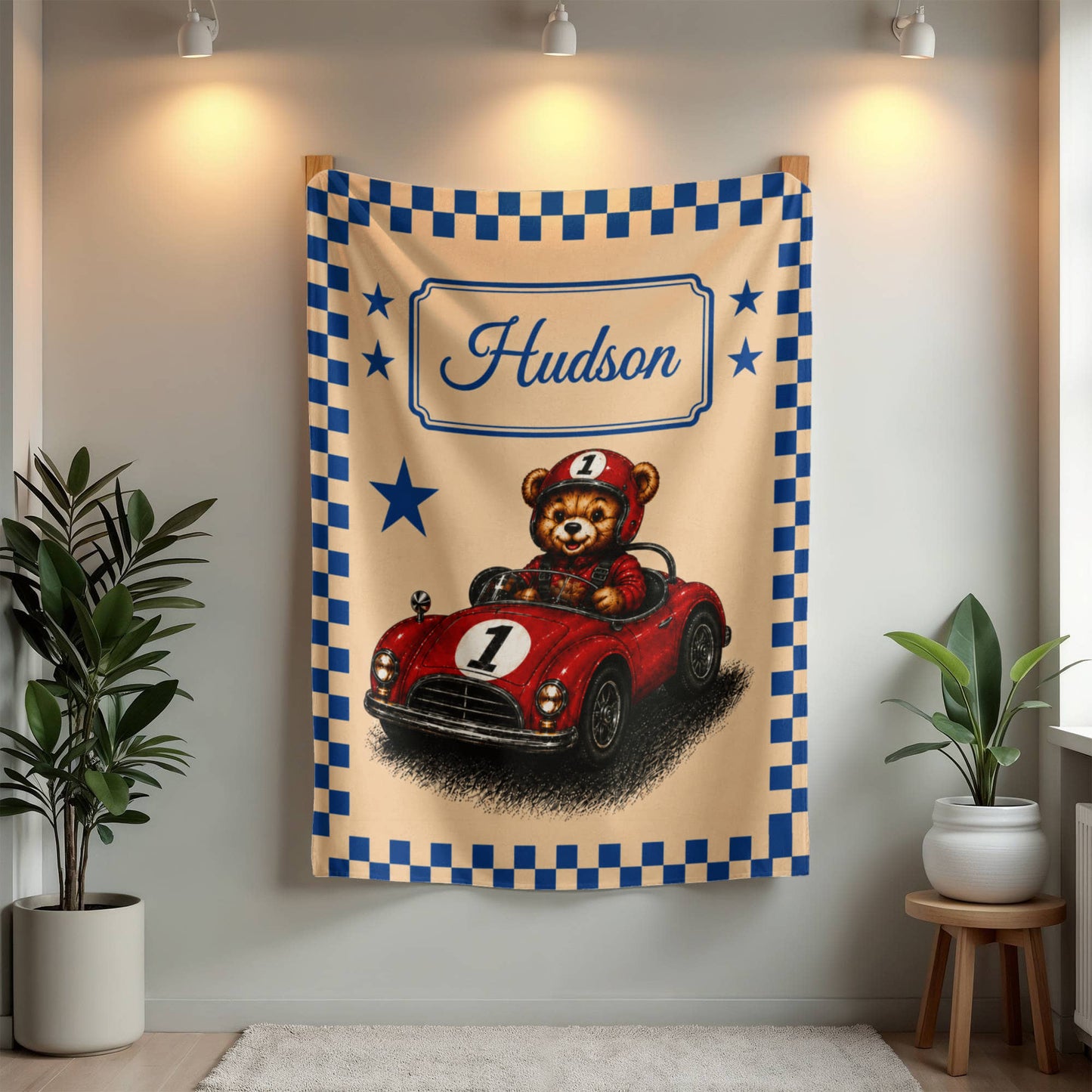 Personalized Racing Teddy Bear Blanket