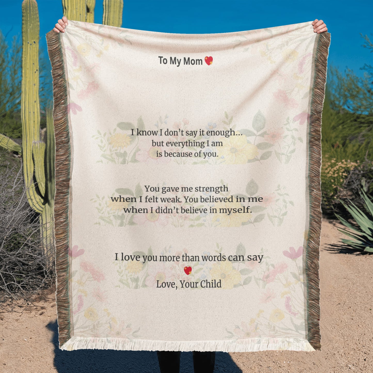 To My Mom Woven Blanket – Meaningful Gift from Son or Daughter, Emotional Mom Gift