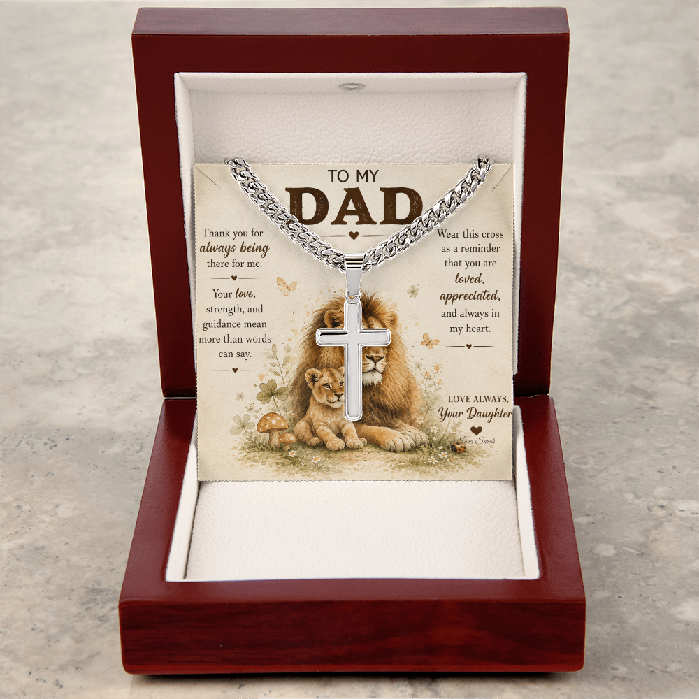 To My Dad Personalized Cross Necklace.