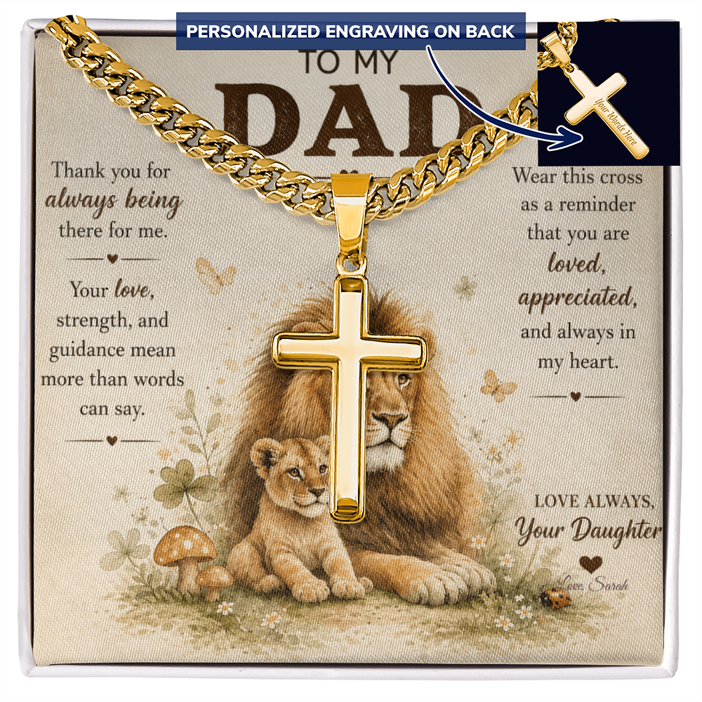 To My Dad Personalized Cross Necklace.