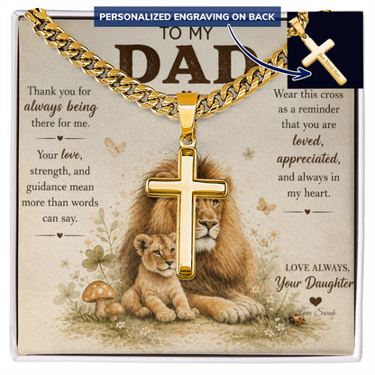 To My Dad Personalized Cross Necklace.