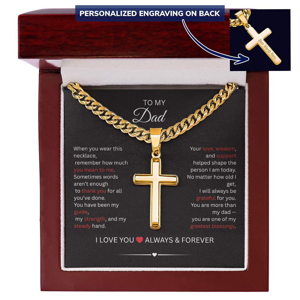 Personalized Cross Necklace with Cuban Link Chain