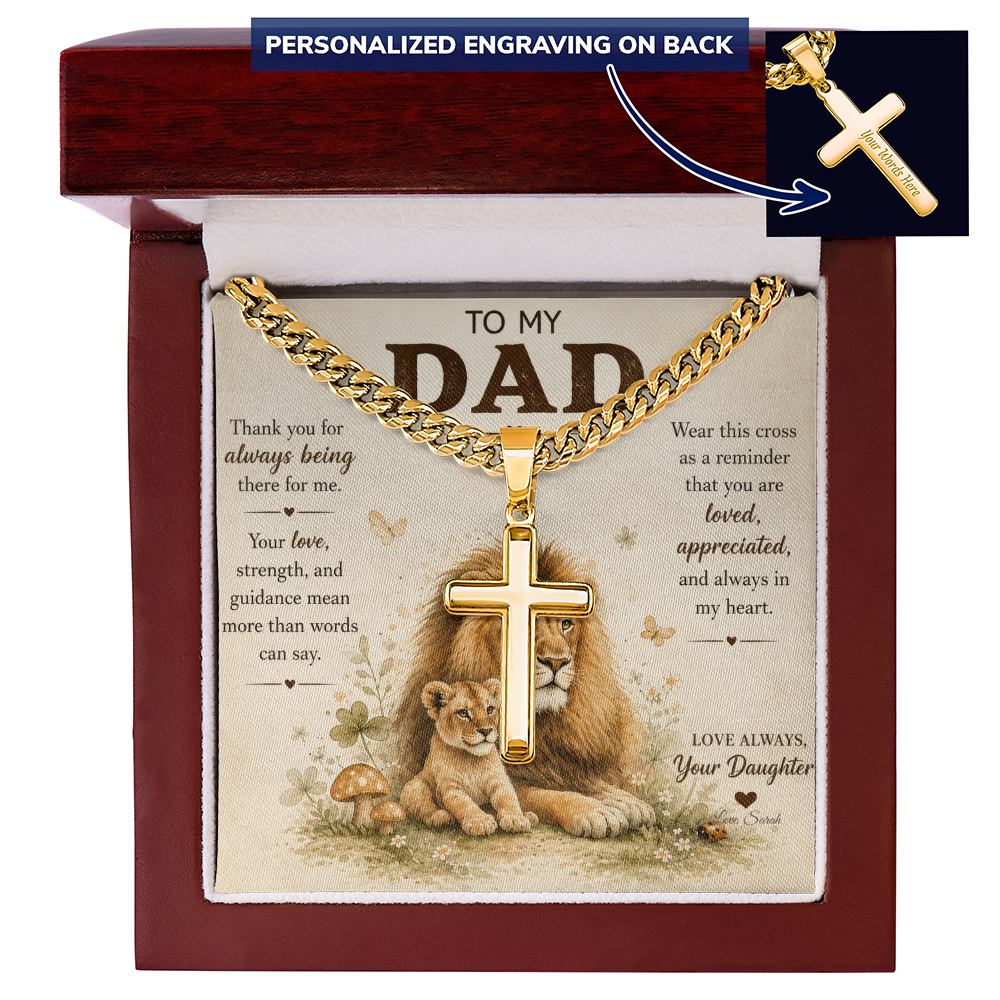 To My Dad Personalized Cross Necklace.