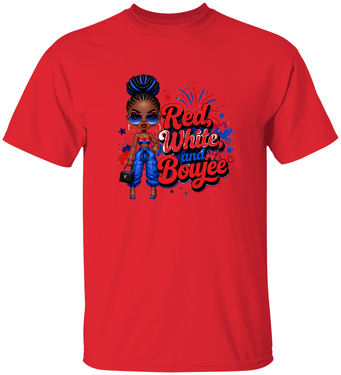 Red White & Boujee™ Shirt – America 250 Edition | Patriotic Black Girl Graphic Tee | 4th of July Women's Shirt