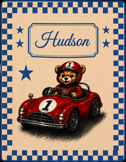 Personalized Racing Teddy Bear Blanket