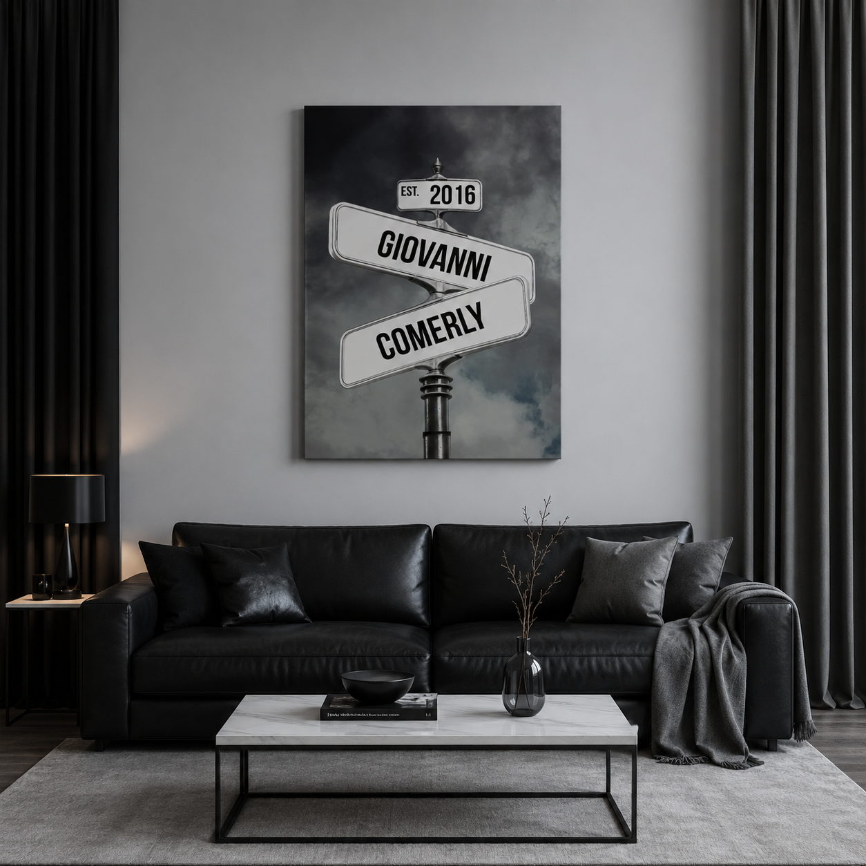 Personalized Couple Street Sign Canvas | Custom Names & Established Date