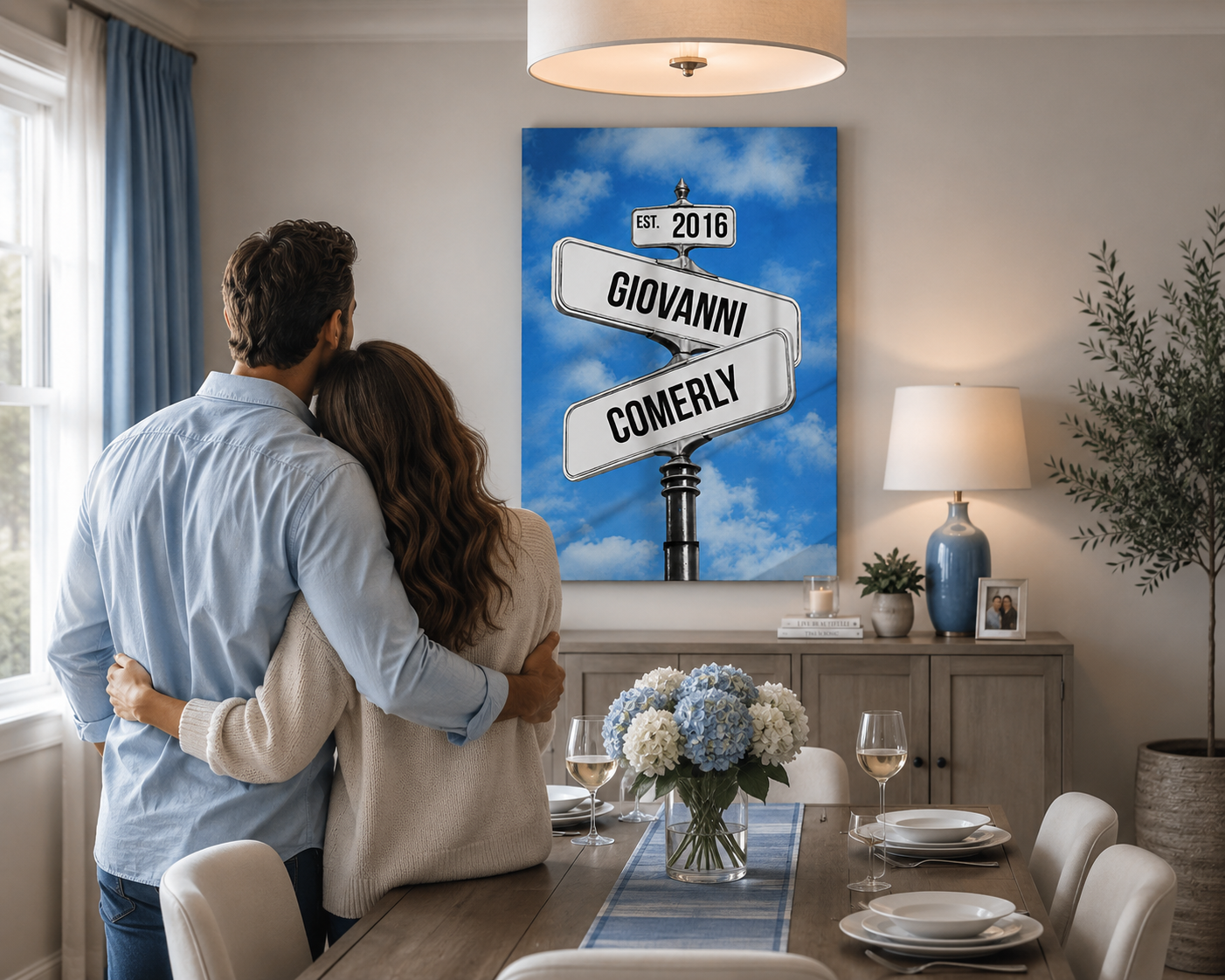 Personalized Couple Street Sign Canvas | Custom Names & Established Date