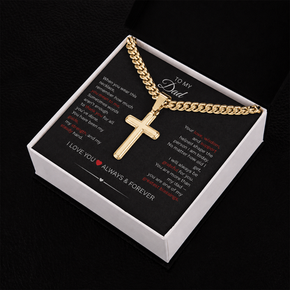 Personalized Cross Necklace with Cuban Link Chain