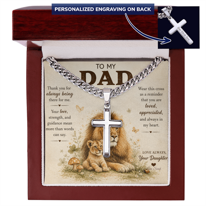 To My Dad Personalized Cross Necklace.
