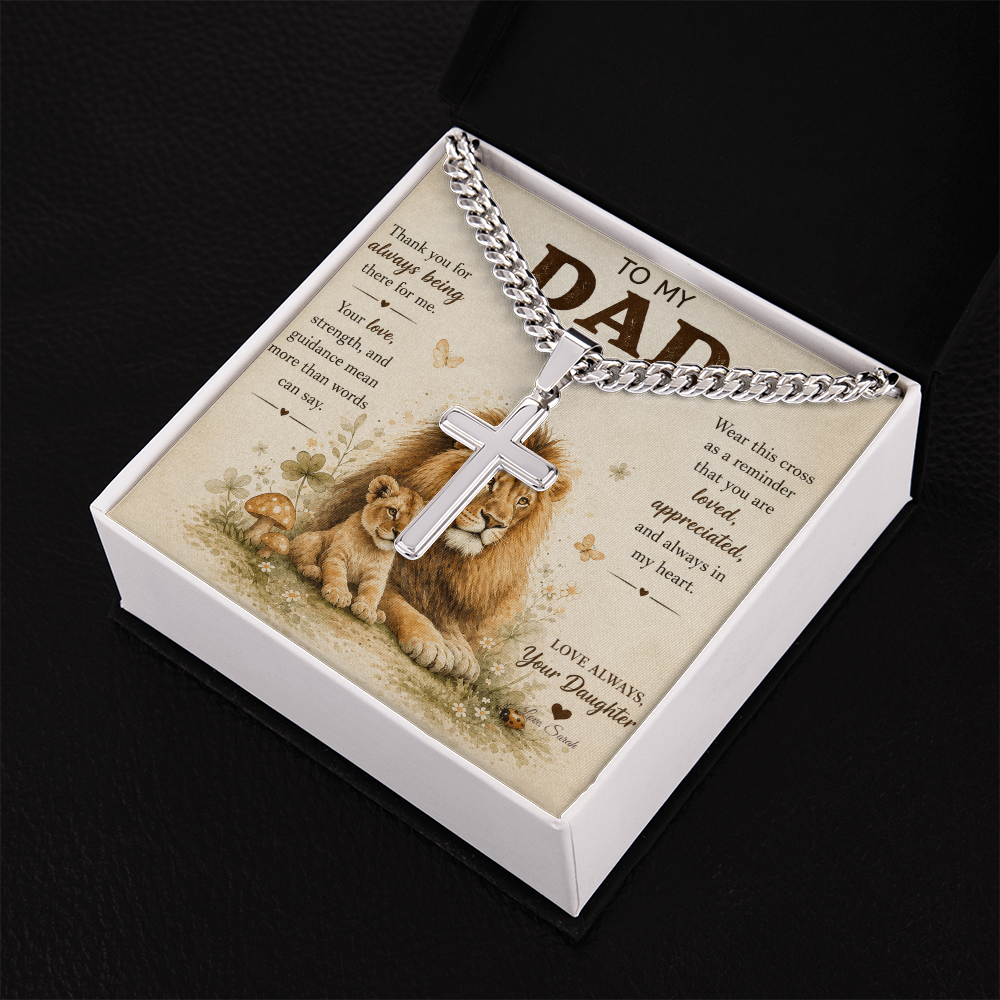 To My Dad Personalized Cross Necklace.